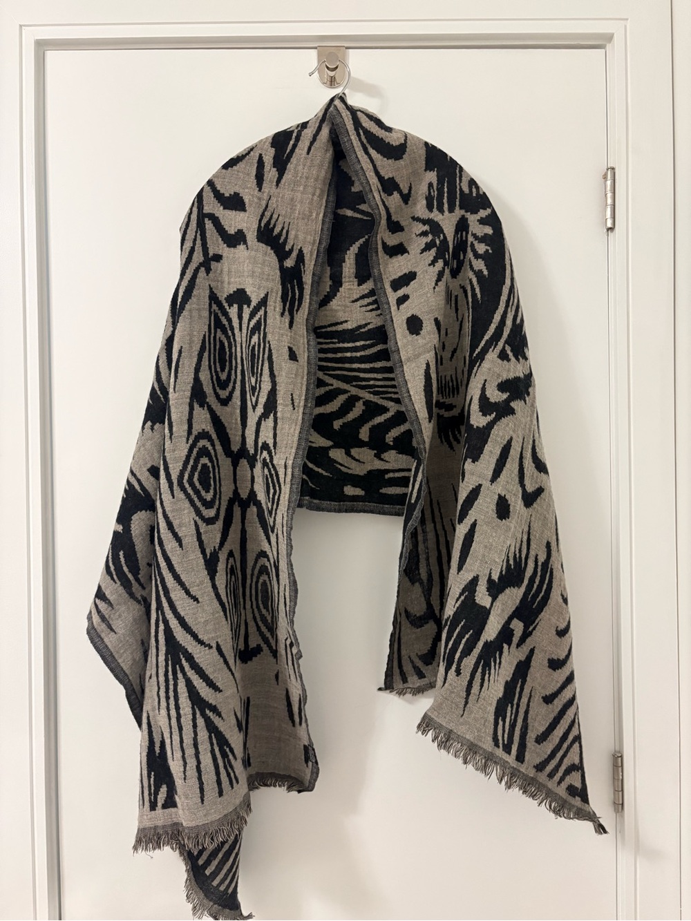 Grey and black wool scarf/shawl
